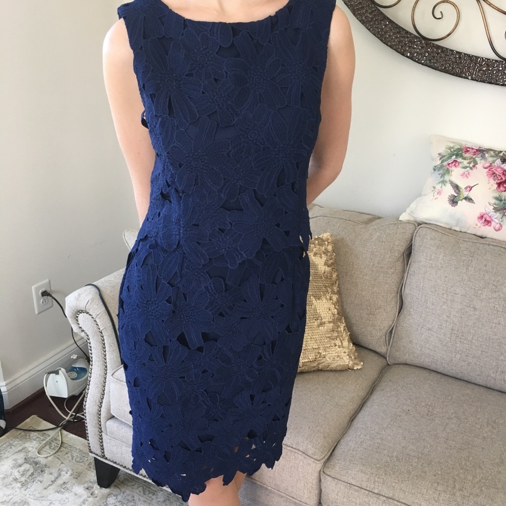 Navy Allover Lace Dress